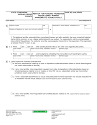 Form CC395M Petition for Personal Protection Order Against a Minor (Nondomestic Sexual Assault) - Michigan