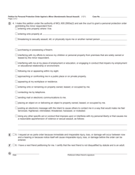 Form CC395M Petition for Personal Protection Order Against a Minor (Nondomestic Sexual Assault) - Michigan, Page 2