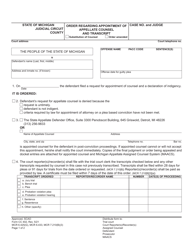 Form CC402 Order Regarding Appointment of Appellate Counsel and Transcript - Michigan