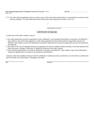 Form CC402 Order Regarding Appointment of Appellate Counsel and Transcript - Michigan, Page 2