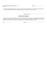 Form CC403 Claim of Appeal and Order Appointing Counsel - Michigan, Page 2