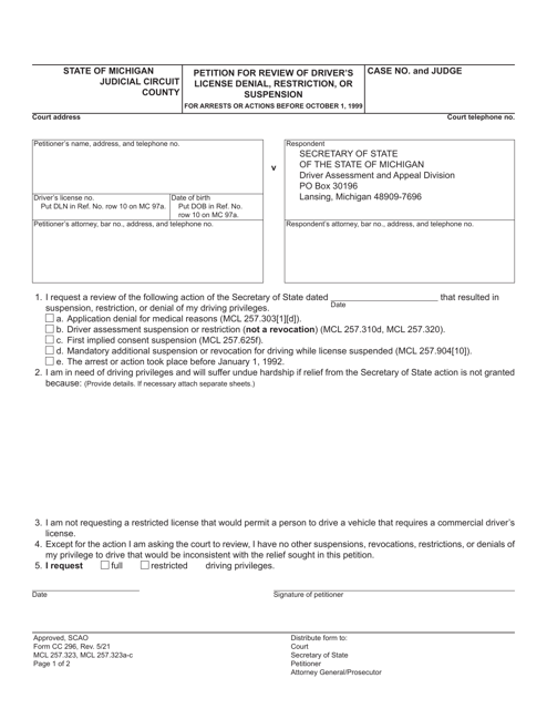 Form CC296  Printable Pdf