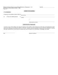 Form CC296 Petition for Review of Driver&#039;s License Denial, Restriction, or Suspension for Arrests or Actions Before October 1, 1999 - Michigan, Page 2