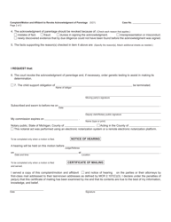 Form CC435 Complaint/Motion and Affidavit to Revoke Acknowledgment of Parentage - Michigan, Page 2