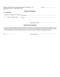 Form CC297 Petition for Review of Driver&#039;s License Denial, Restriction, or Suspension for Arrests or Actions on or After October 1, 1999 - Michigan, Page 2