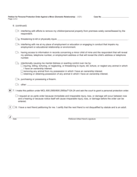 Form CC375M Petition for Personal Protection Order Against a Minor (Domestic Relationship) - Michigan, Page 2