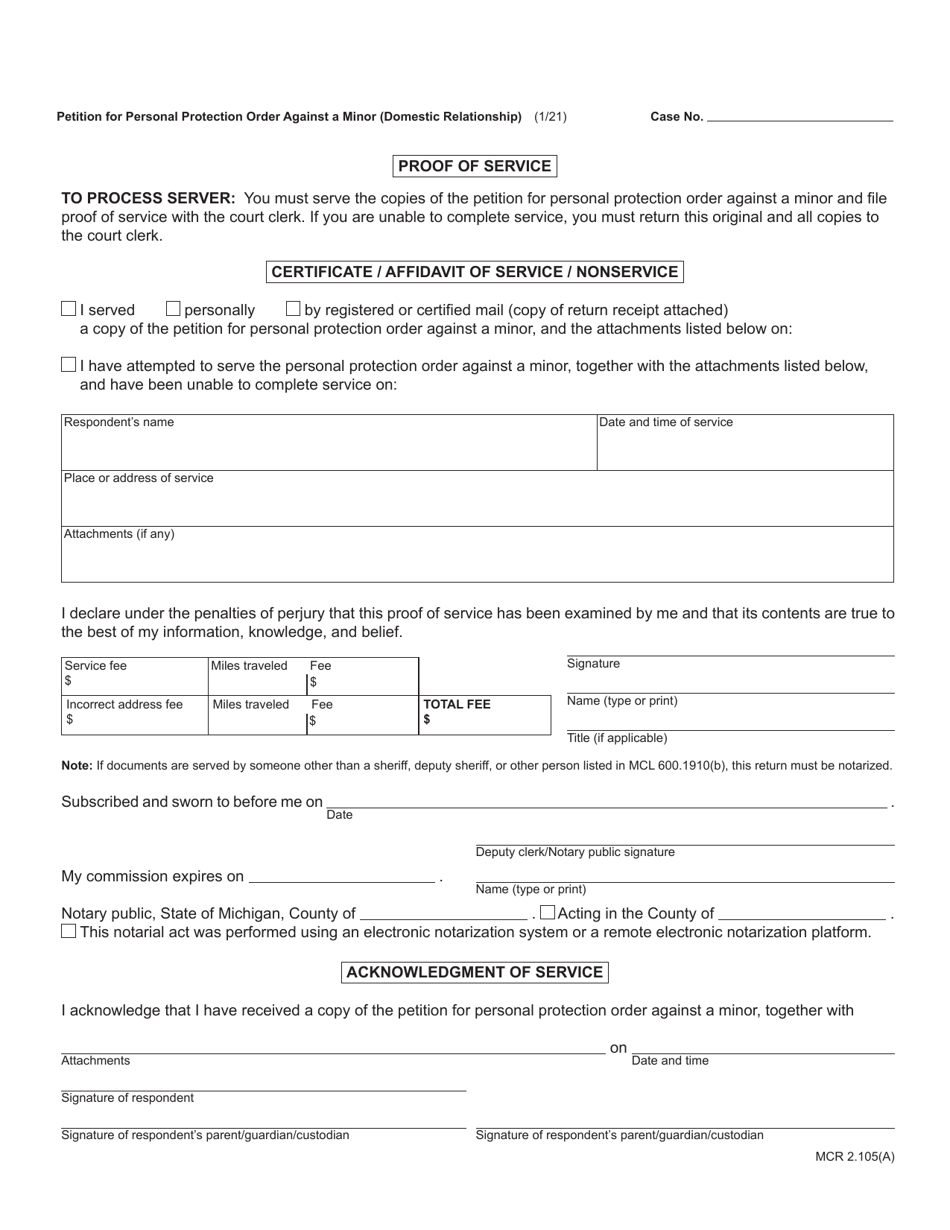 Form CC375M Petition for Personal Protection Order Against a Minor (Domestic Relationship) - Michigan, Page 3