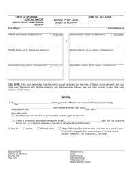 Form CC437 Motion to Set Aside Order of Filiation - Michigan