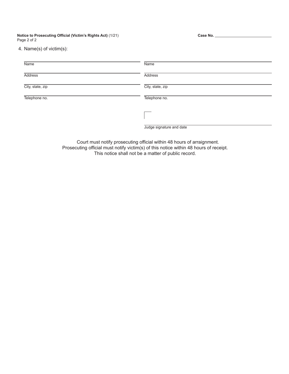 Form DC255 Download Fillable PDF or Fill Online Notice to Prosecuting ...