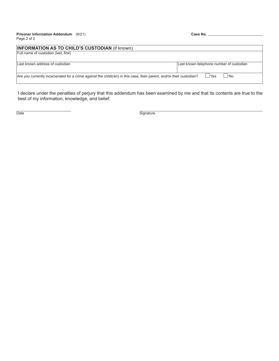 Form FOC118 Download Fillable PDF or Fill Online Prisoner Information ...