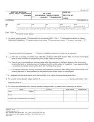 Form JC04A &quot;Petition (Delinquency Proceedings)&quot; - Michigan