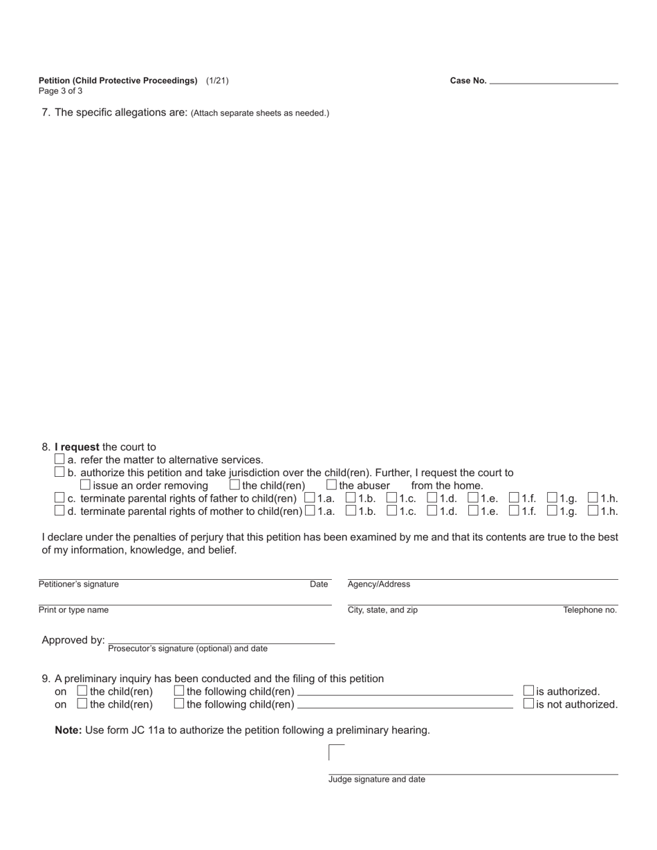 Form JC04B Petition (Child Protective Proceedings) - Michigan, Page 3