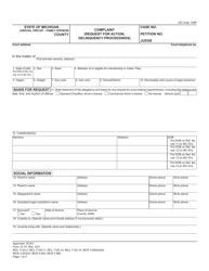 Form JC01 Complaint (Request for Action, Delinquency Proceedings) - Michigan