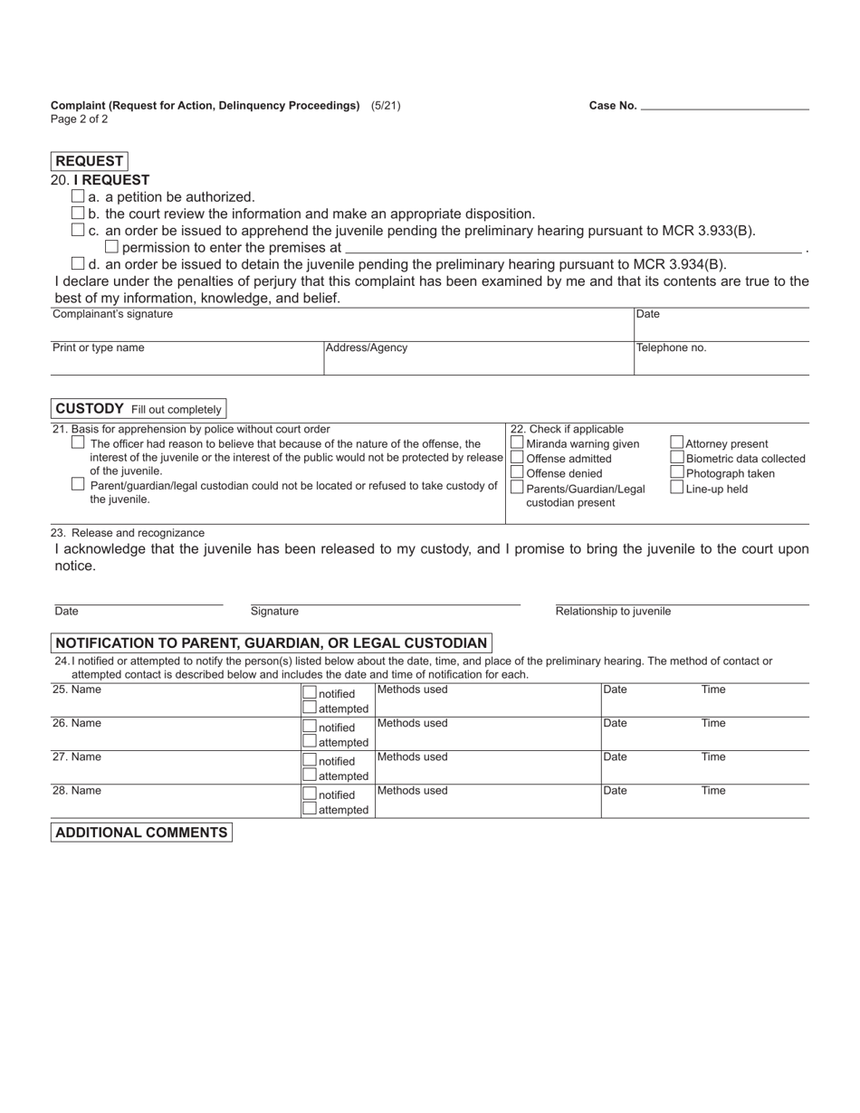 Form JC01 Download Fillable PDF or Fill Online Complaint (Request for ...