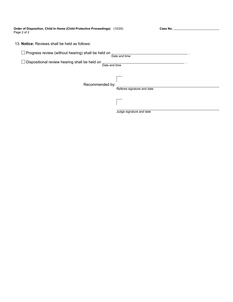 Form JC17A Order of Disposition, Child in Home (Child Protective Proceedings) - Michigan, Page 2