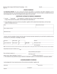 Form JC21 Summons: Order to Appear (Child Protective Proceedings) - Michigan, Page 2