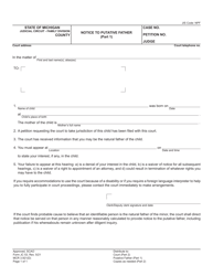 Form JC53 Notice to Putative Father - Michigan