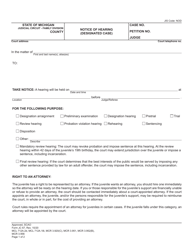 Form JC67 &quot;Notice of Hearing (Designated Case)&quot; - Michigan