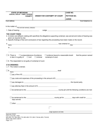 Form JC40 &quot;Order for Contempt of Court&quot; - Michigan