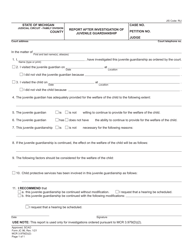 Document preview: Form JC96 Report After Investigation of Juvenile Guardianship - Michigan