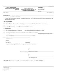 Form JC97 Order Following Investigation and Report on Juvenile Guardianship - Michigan