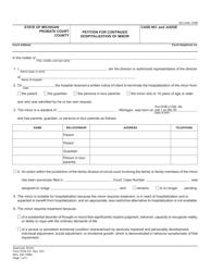 Document preview: Form PCM237 Petition for Continued Hospitalization of Minor - Michigan