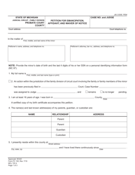 Form PC100 Petition for Emancipation, Affidavit, and Waiver of Notice - Michigan