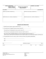 Form MC19 Request and Order to Seize Property - Michigan