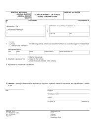Document preview: Form MC67 Claim of Interest on Vehicle Seized for Forfeiture - Michigan