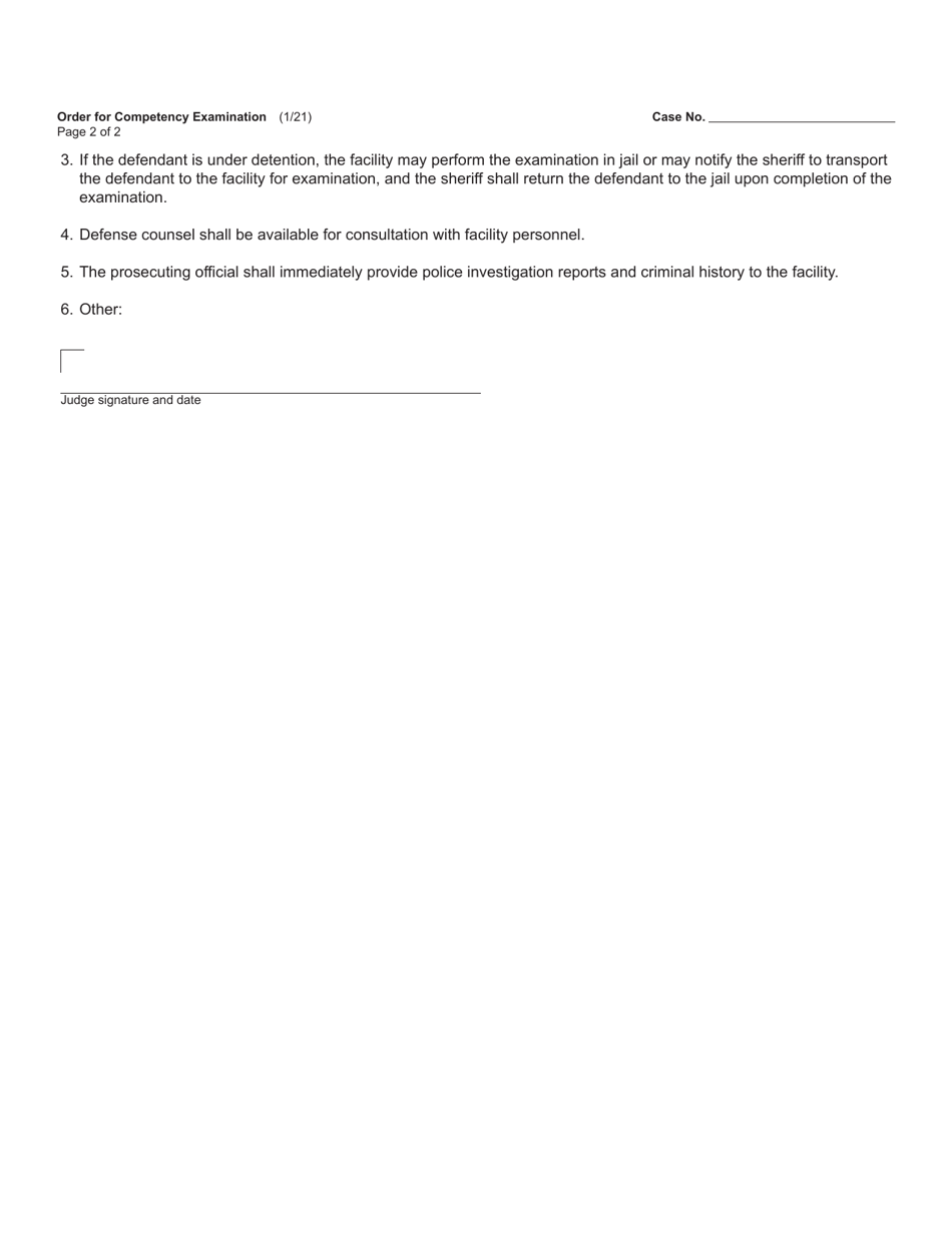 Form MC204 Order for Competency Examination - Michigan, Page 2