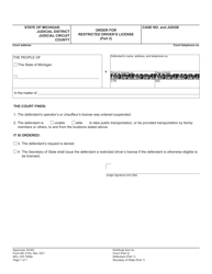 Form MC210O Order for Restricted Driver&#039;s License - Michigan, Page 2