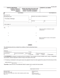 Form MC218 Order Revoking Release and Forfeiting Bond, Notice of Intent to Enter Judgment - Michigan