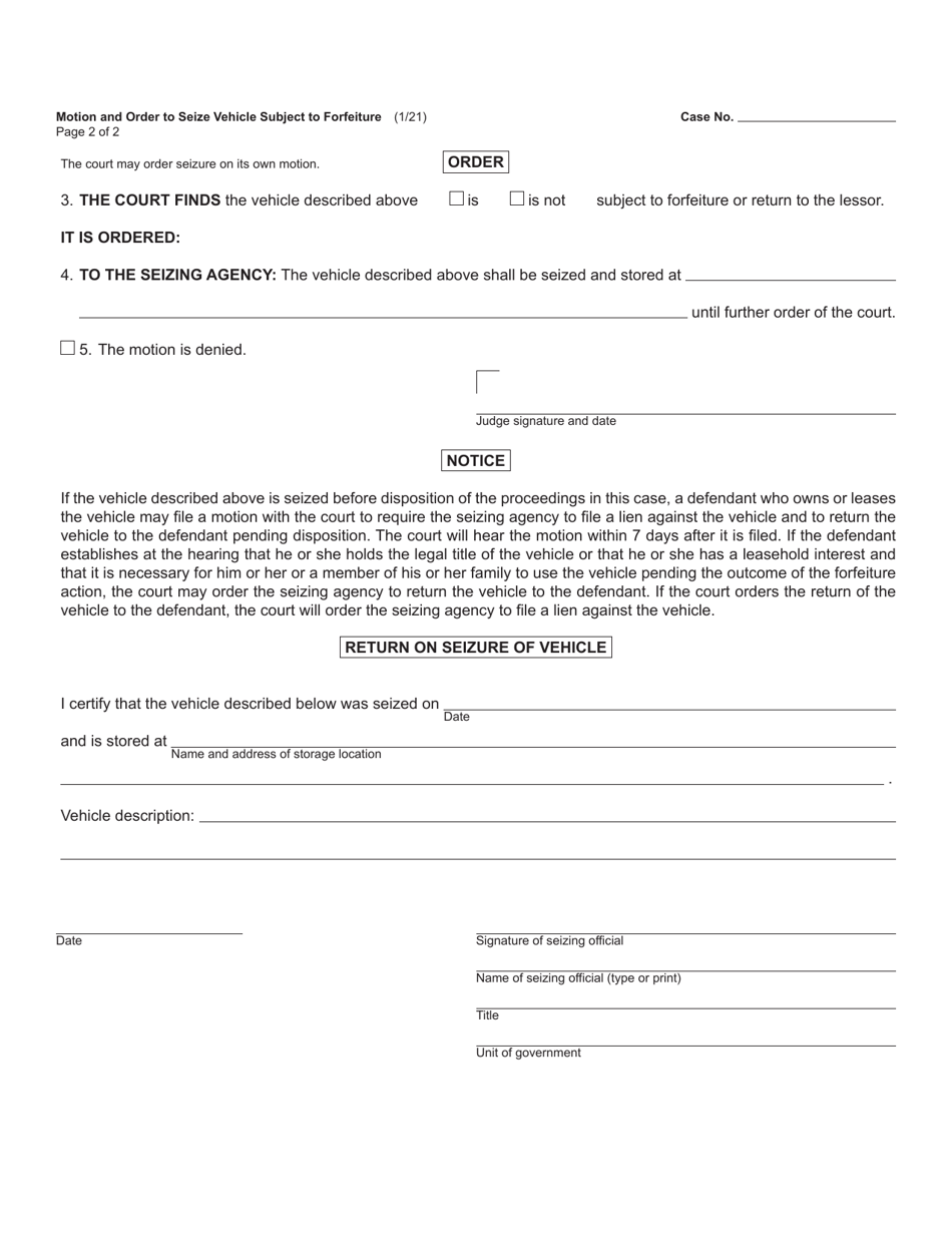 Form MC63 Download Fillable PDF or Fill Online Motion and Order to ...