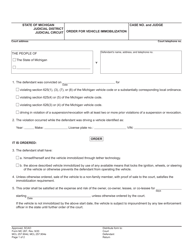 Document preview: Form MC267 Order for Vehicle Immobilization - Michigan