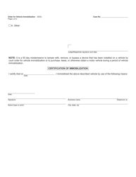 Form MC267 Order for Vehicle Immobilization - Michigan, Page 2