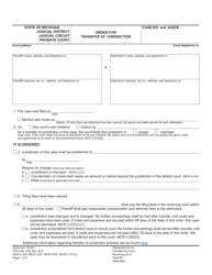 Form MC316J Order for Transfer of Jurisdiction - Michigan