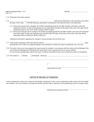 Form MC316V Order for Change of Venue - Michigan, Page 2