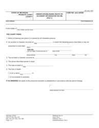 Form PC550 Order Establishing Death of Accident or Disaster Victim - Michigan