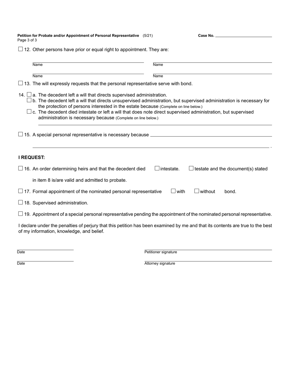 Form PC559 Petition for Probate and / or Appointment of Personal Representative (Testate / Intestate) - Michigan, Page 3