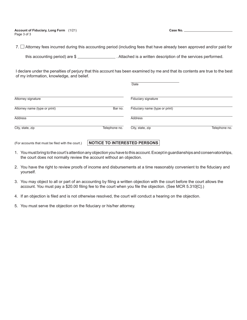 Form PC584 Account of Fiduciary, Long Form - Michigan, Page 3