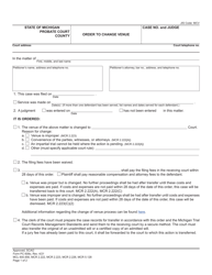 Form PC608O Order to Change Venue - Michigan