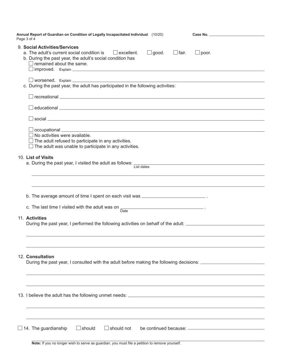 Form PC634 Annual Report of Guardian on Condition of Legally Incapacitated Individual - Michigan, Page 3
