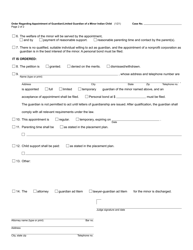 Form PC653-I Order Regarding Appointment of Guardian/Limited Guardian of a Minor Indian Child - Michigan, Page 2