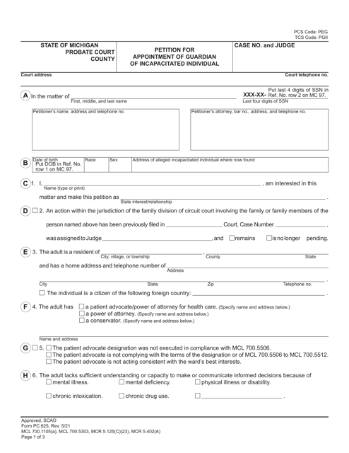 Form PC625  Printable Pdf