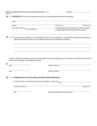 Form PC625 Petition for Appointment of Guardian of Incapacitated Individual - Michigan, Page 3
