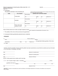 Form PC650I Petition for Appointment of Limited Guardian of Minor Indian Child (Voluntary Guardianship) - Michigan, Page 2