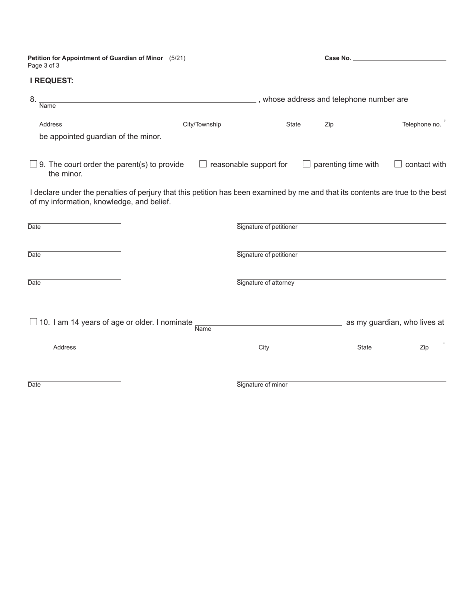 Form PC651 Petition for Appointment of Guardian of Minor - Michigan, Page 3