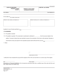 Document preview: Form PC673O Order to Use Funds (Conservatorship) - Michigan