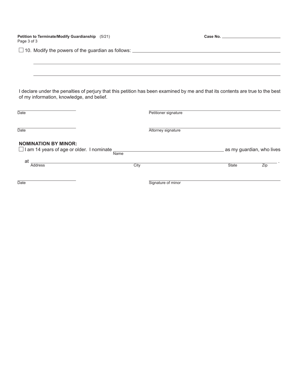 Form PC675 Petition to Terminate / Modify Guardianship - Michigan, Page 3