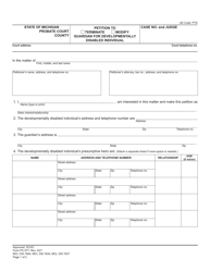 Document preview: Form PC677 Petition to Terminate/Modify Guardian for Developmentally Disabled Individual - Michigan